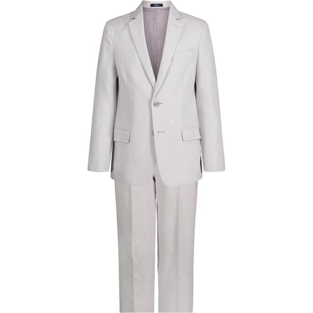 Nautica Big Boys Pindot 2 Piece Suit Set Light Grey, boy suit top and bottom 16